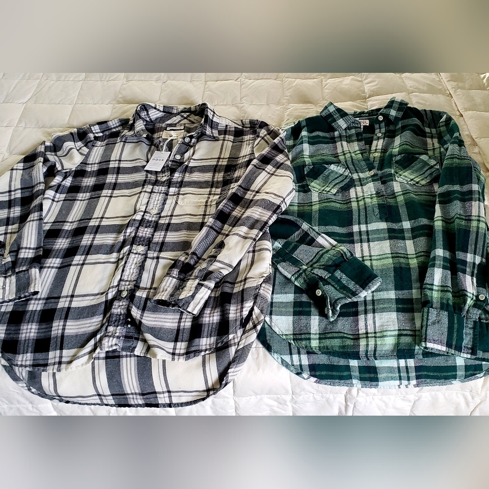 American Eagle Plaid XS Boyfriend Cut AND Merona SM Plaid Shirt. 2 For 1 Price!